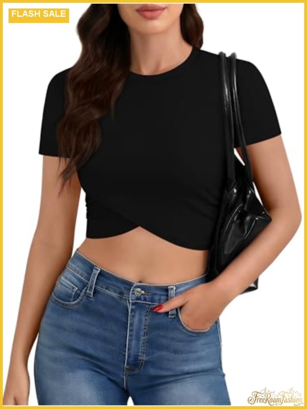 Women's Cross Wrap Crop Top Yoga Gym Slim Fit Short Sleeve Nylon Blend